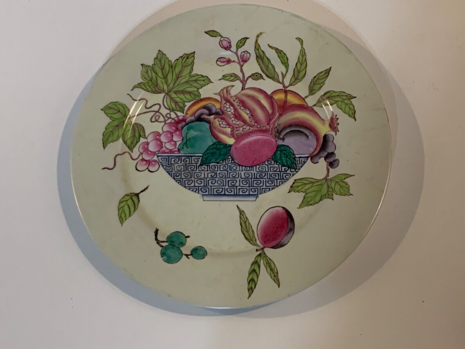 Vintage Asian “Hua Ping Tang Zhi” Porcelain Charger with Painted Fruit Bowl Dec.
