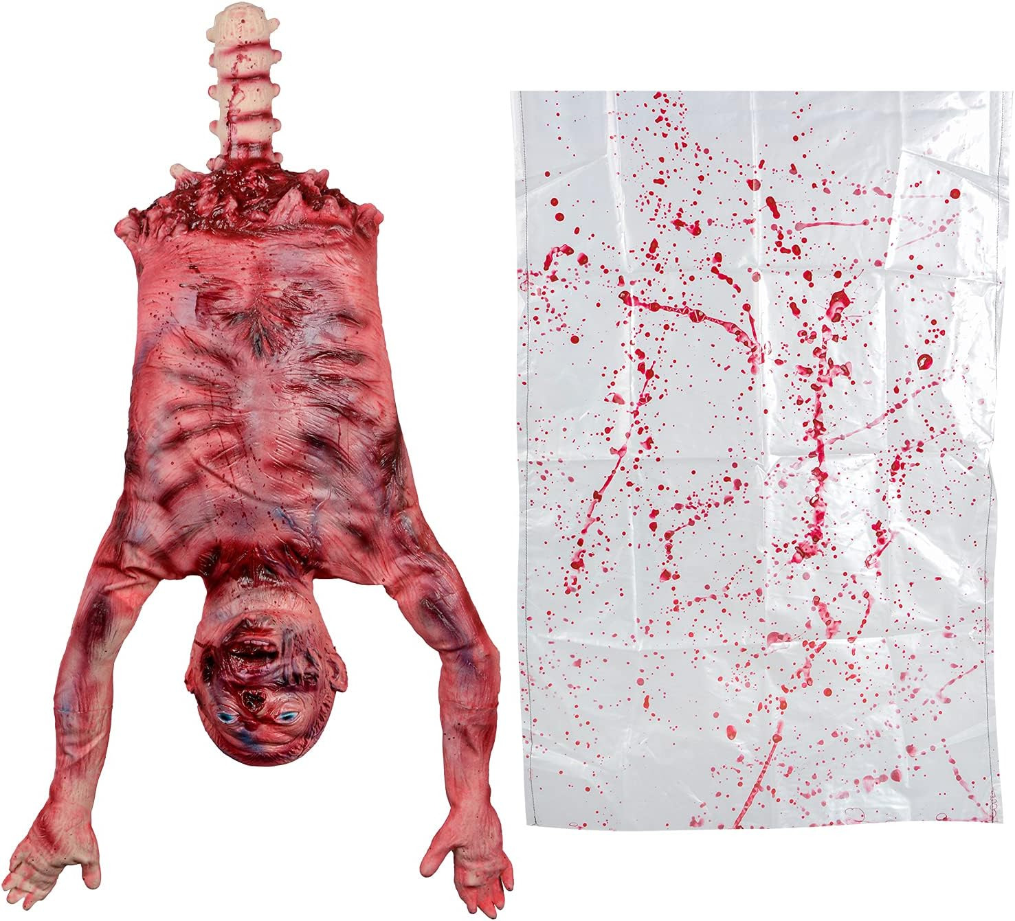 Halloween Bloody Half Body, 29 Inch Latex Skinned Half Body with Hanging Bag for