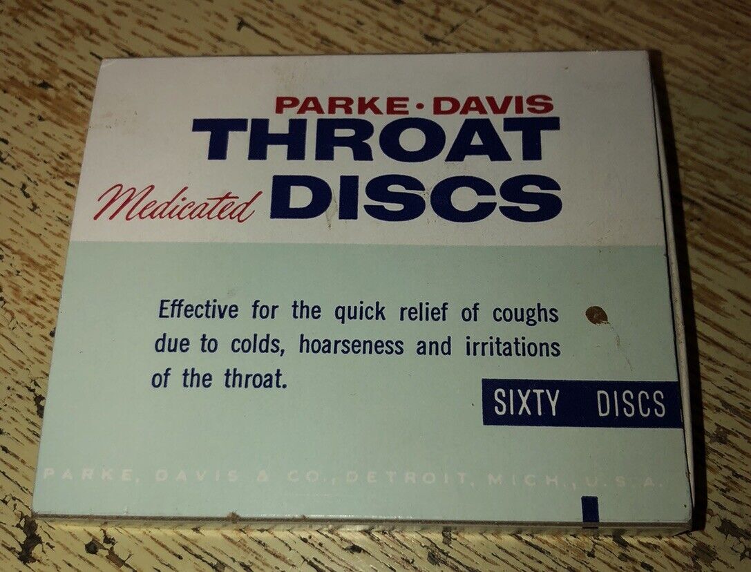 Parks-Davis Throat Discs Medicated (Contents Inside) Detroit Michigan 1950s-60s