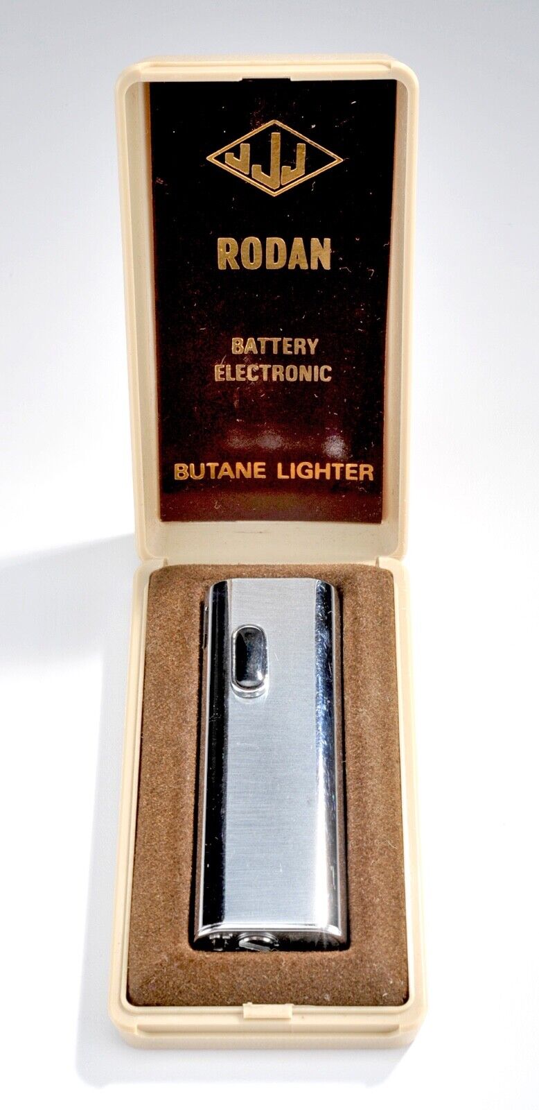 Vintage MCM 1960's JJJ RODAN Battery Electronic Butane Lighter in Original Box