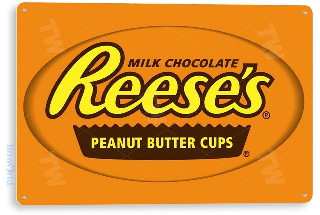 TIN SIGN Reese's Cups Metal Décor Wall Art Kitchen Candy Store A591