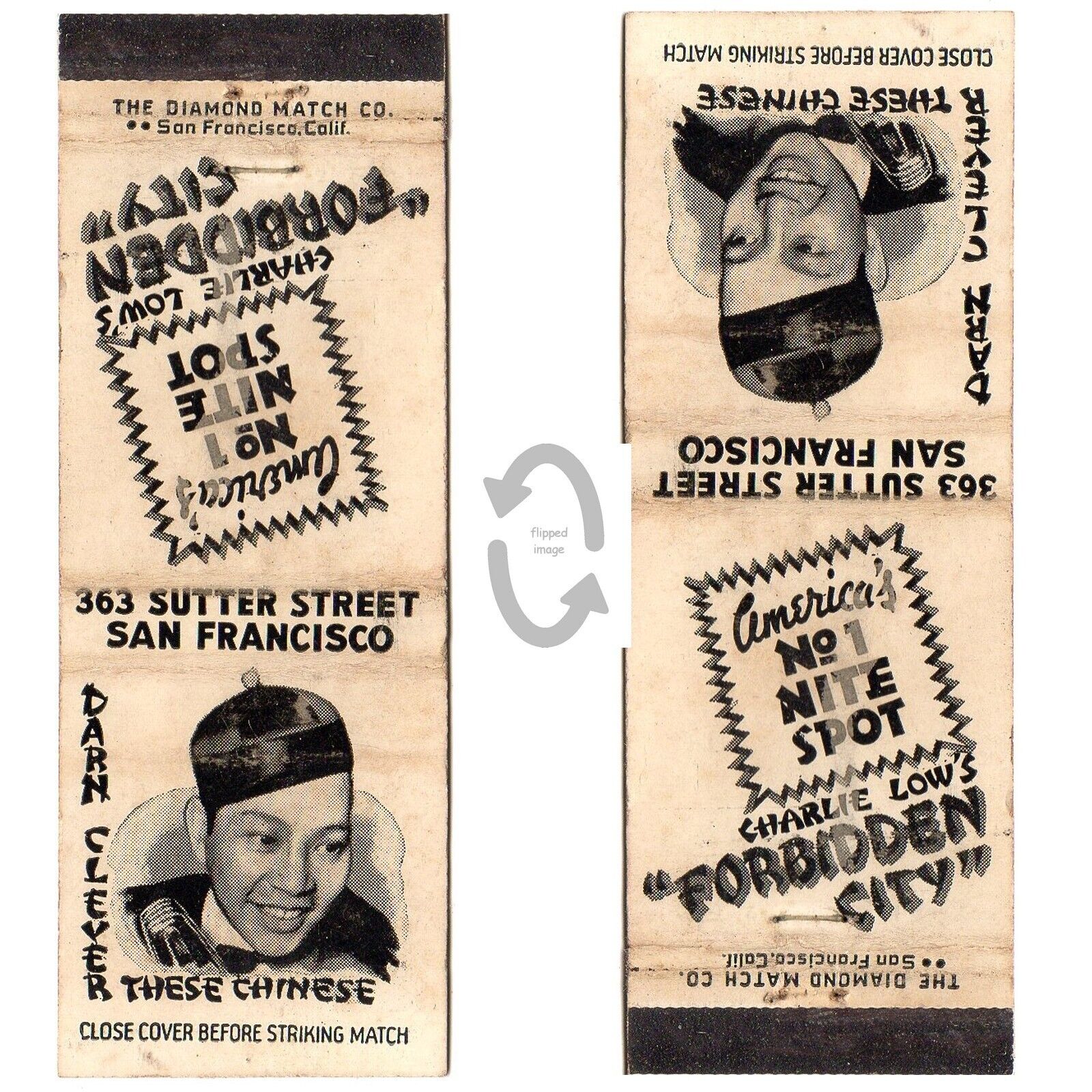 Vintage Matchbook Cover Forbidden City San Francisco CA nightclub 1940s