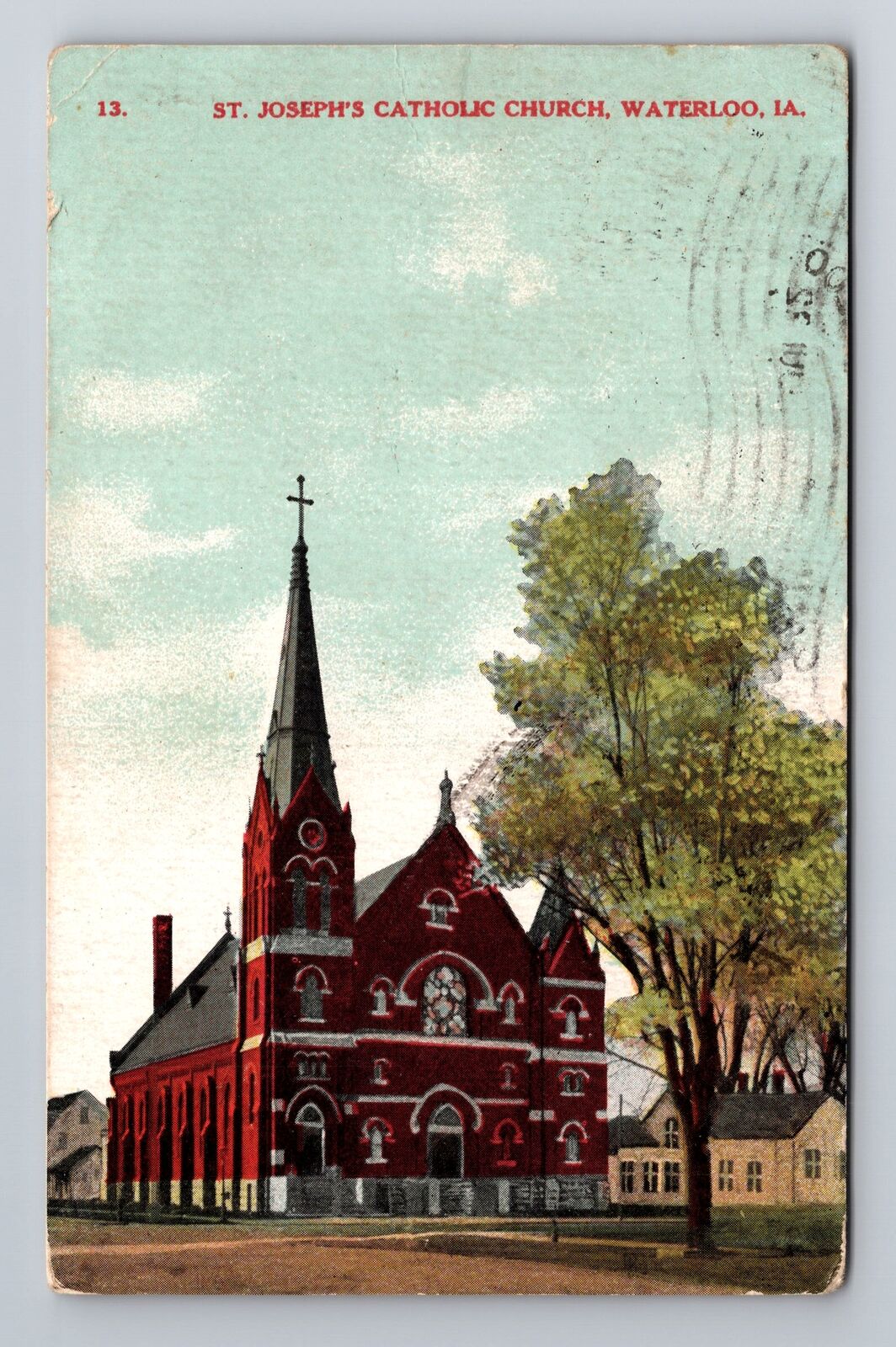Waterloo IA-Iowa, St Joseph's Catholic Church, Religion, Vintage c1908 Postcard