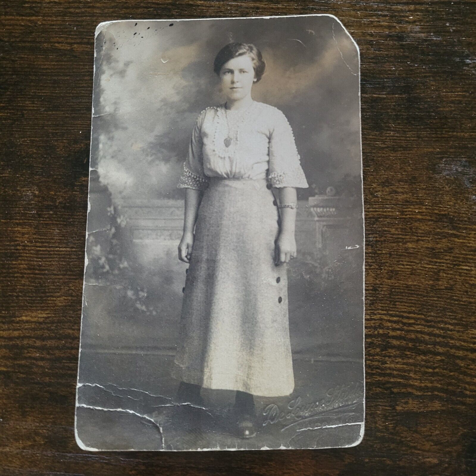 Antique RPPC Young Woman Studio Photo 1907-18 Real Picture Postcard Nebraska