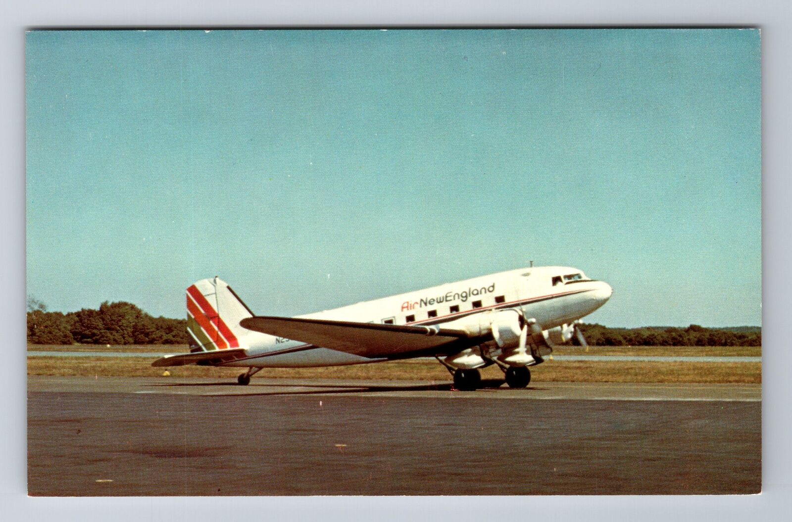 Air New England Douglas DC-3, Plane, Transportation, Antique Vintage Postcard