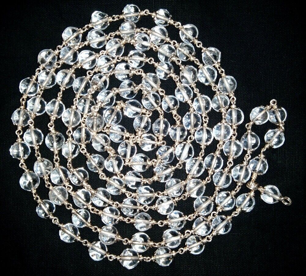 Sphatik Mala / Crystal Quartz Rosary - 109 Beads - In Silver - Lab Certified