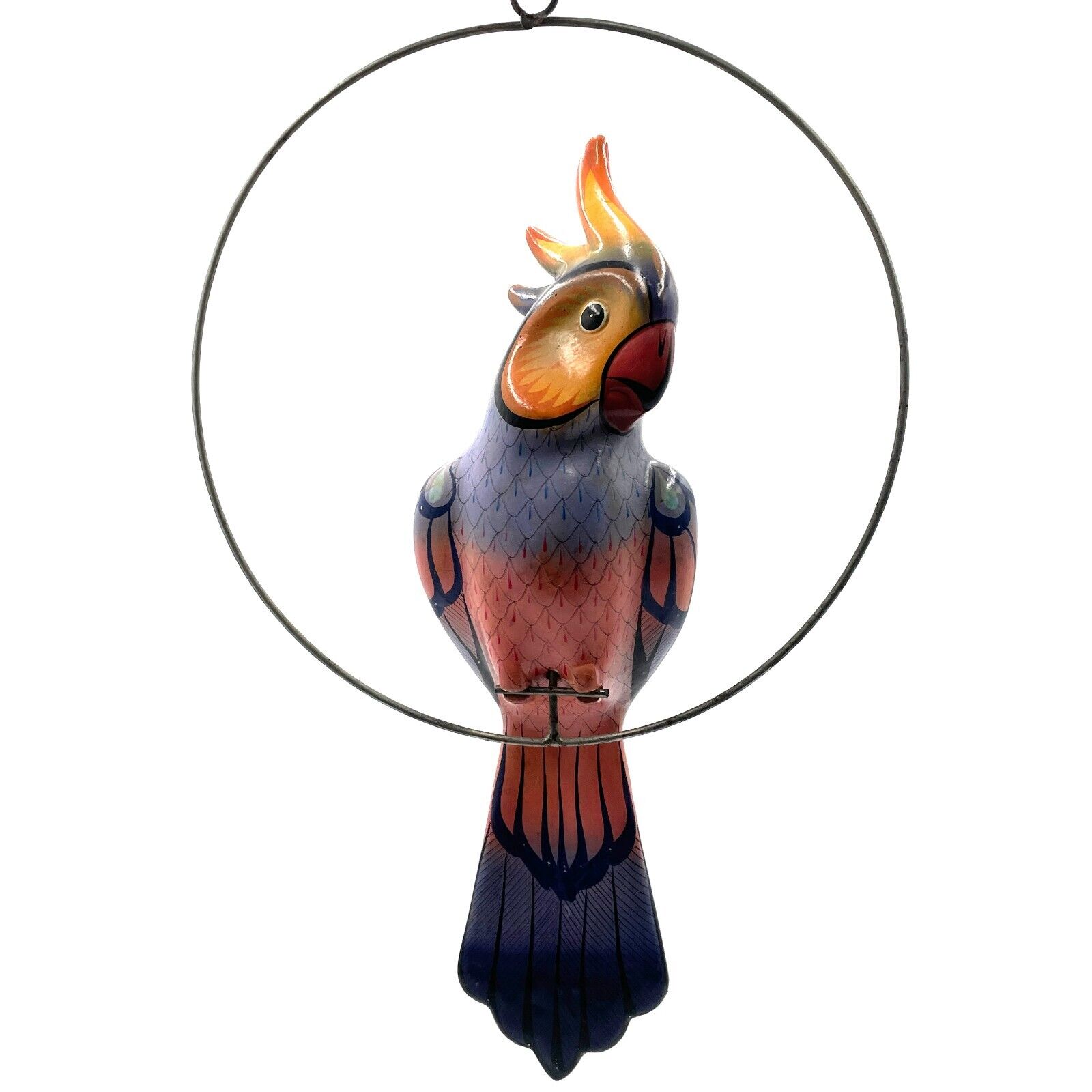 VTG Ceramic Talavera Mexican Folk Art Hanging Cockatoo Parrot 16