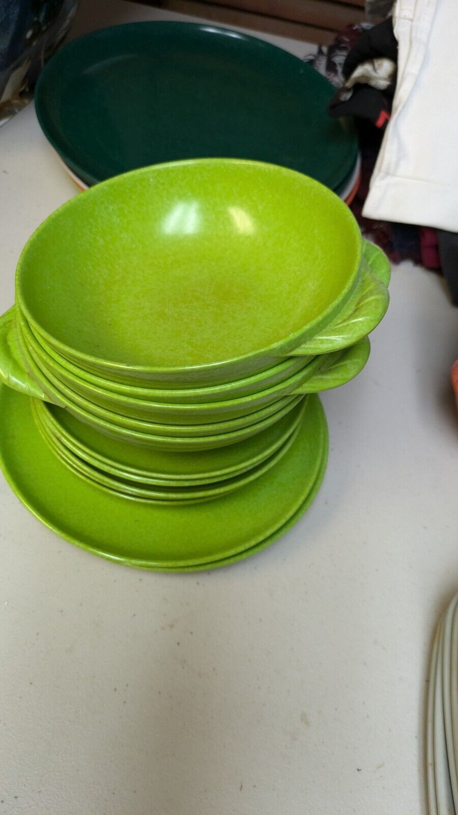 Vintage MCM Branchell Color Flyte Melmac Soup Cereal HANDLED Bowls Plates Plus
