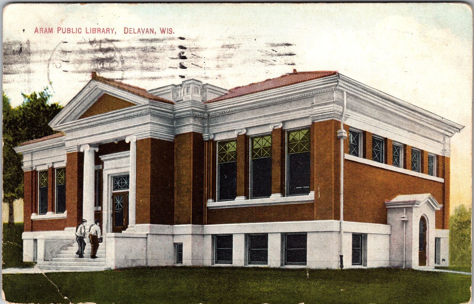 Delavan WI-Wisconsin, Aram Public Library, Vintage Postcard