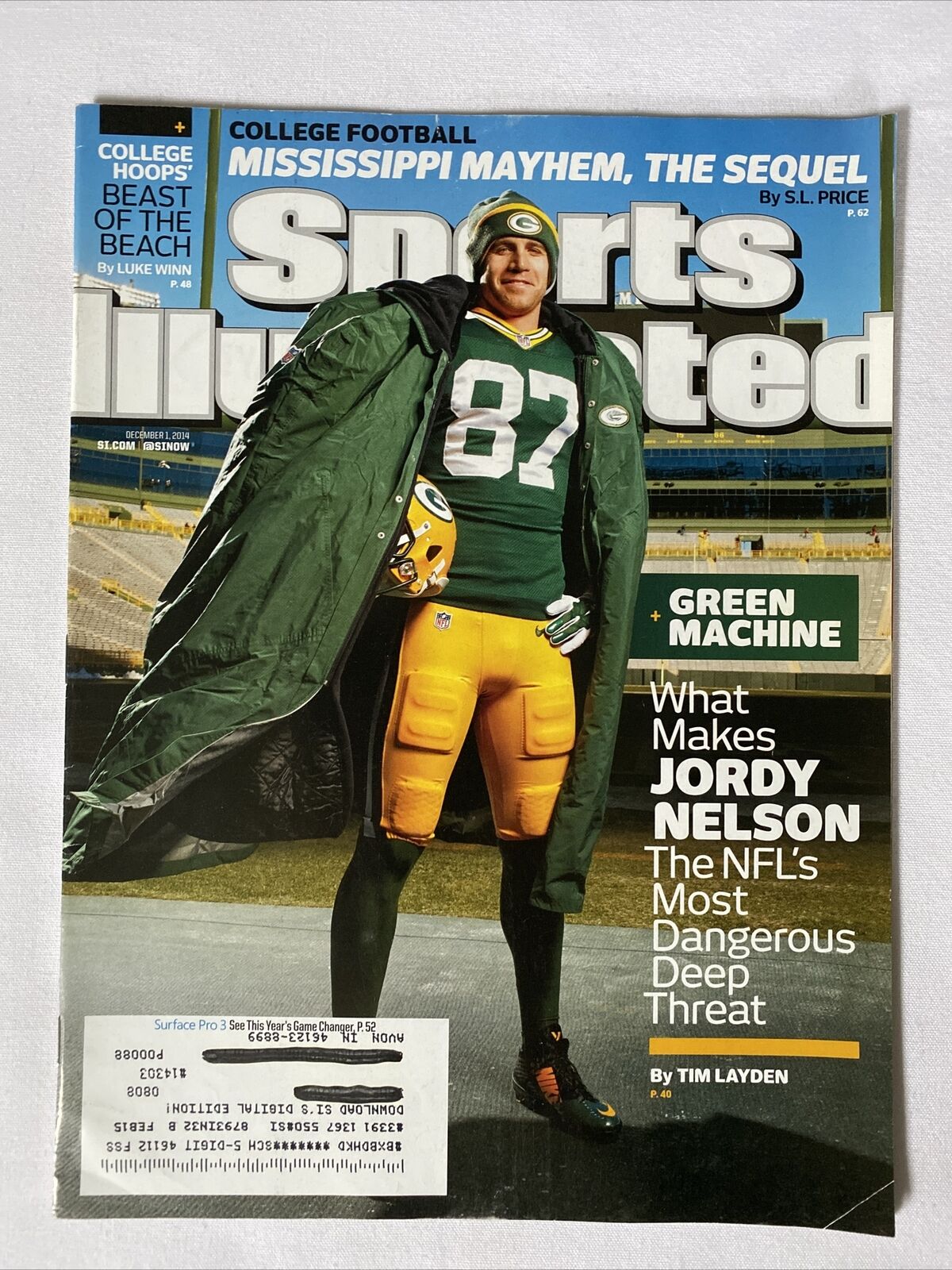 2014 December 1 Sports Illustrated Magazine Deep Threat Jordy Nelson (MH625)