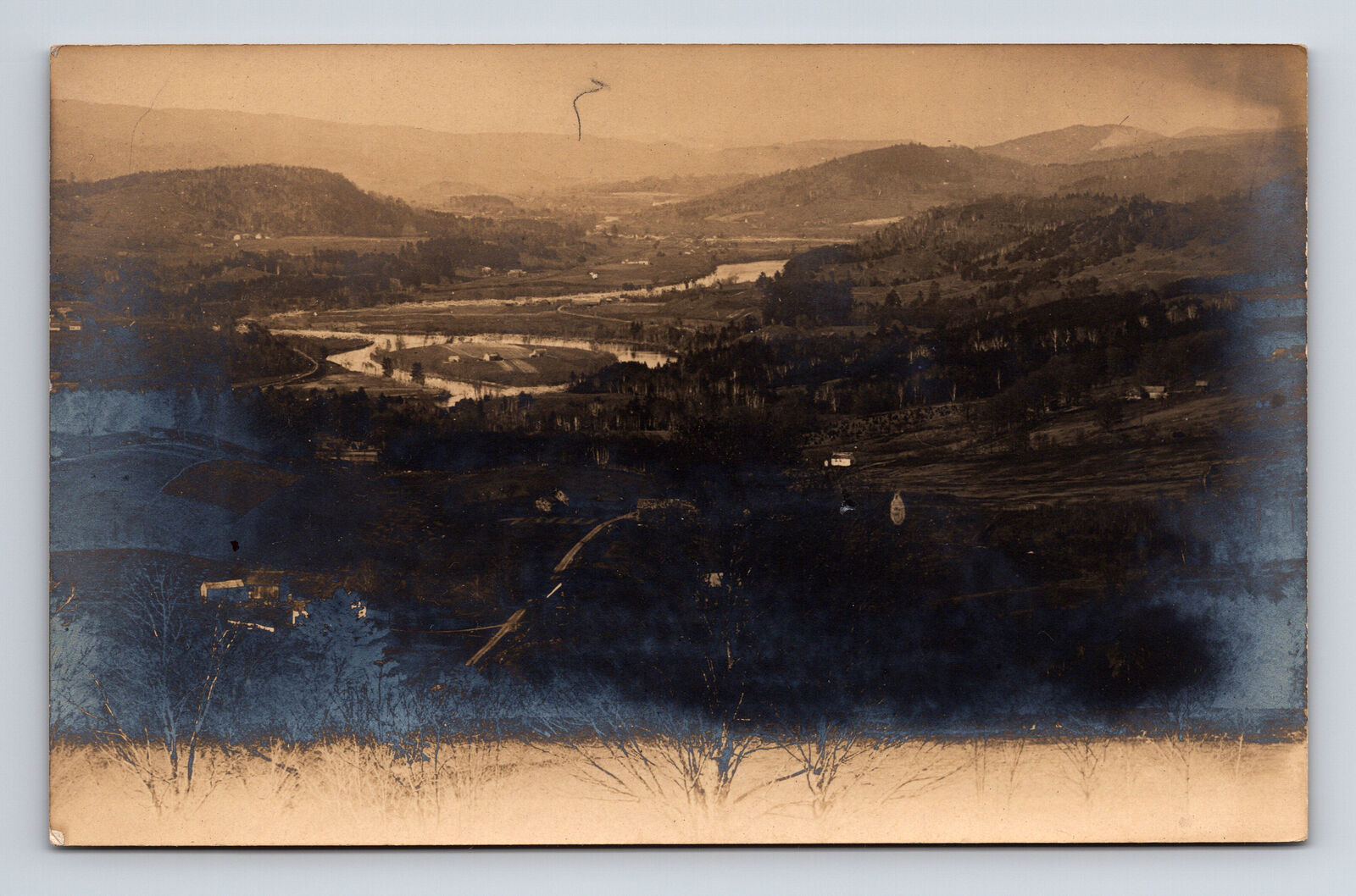 RPPC Scenic View of Unknown River Valley Island? Postcard