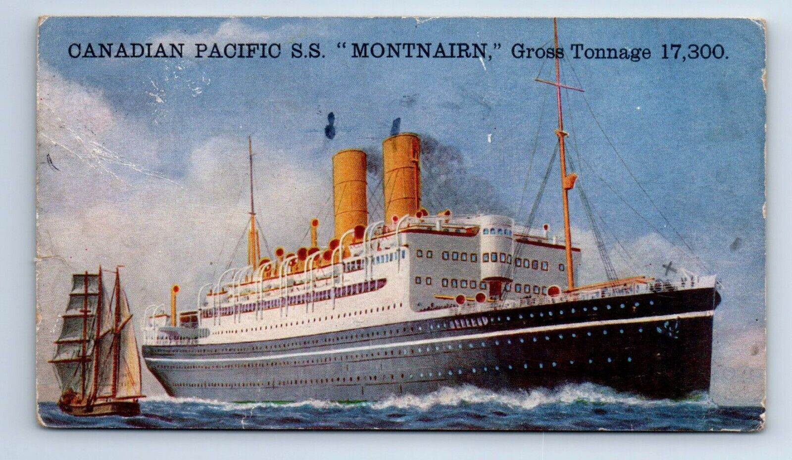 S.S. MONTNAIRN Canadian Pacific AKA SS Prinz Friedrich Wilhelm Postcard c.1925