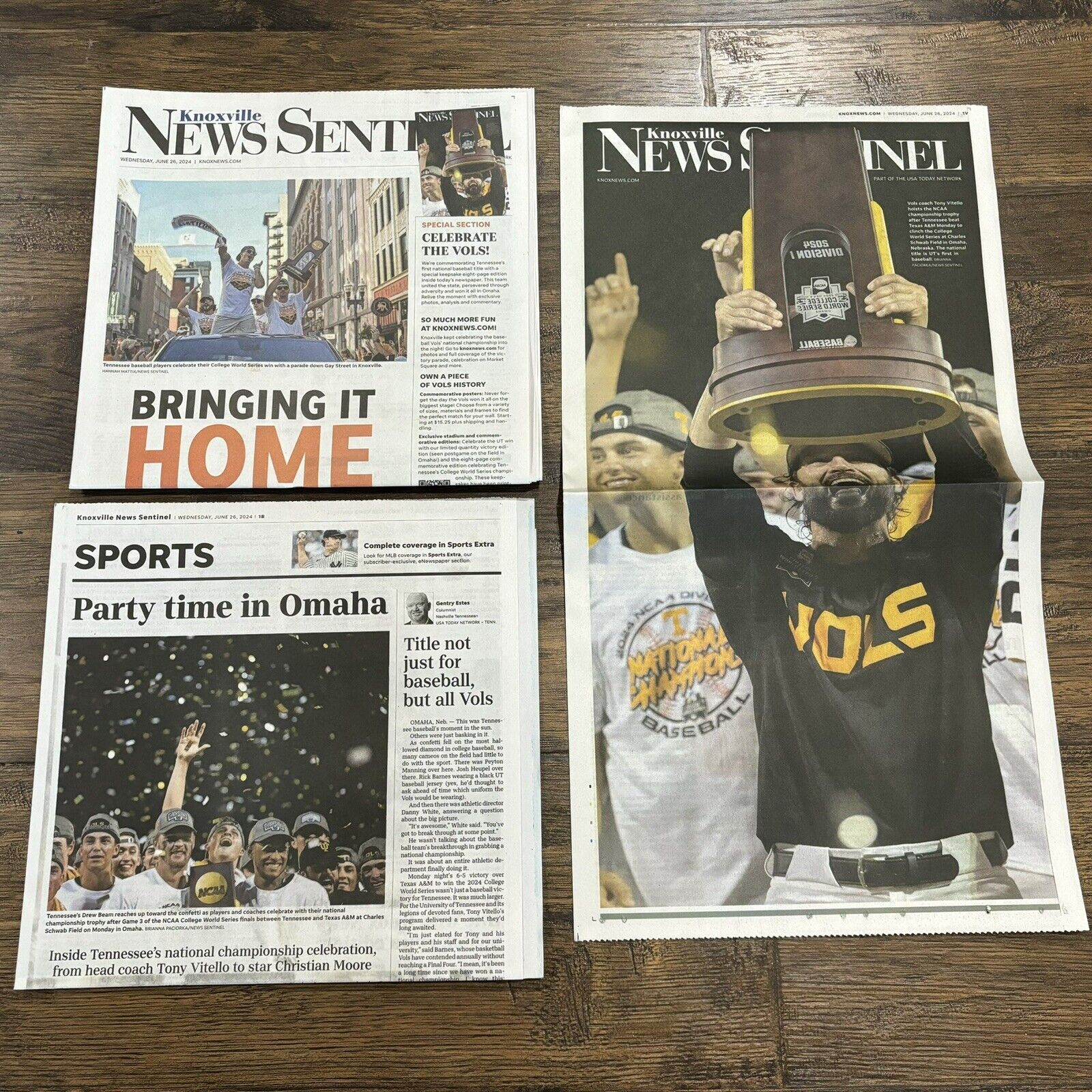 Tennessee Vols 6/26/24 Knoxville News Sentinel National Champions Full Newspaper