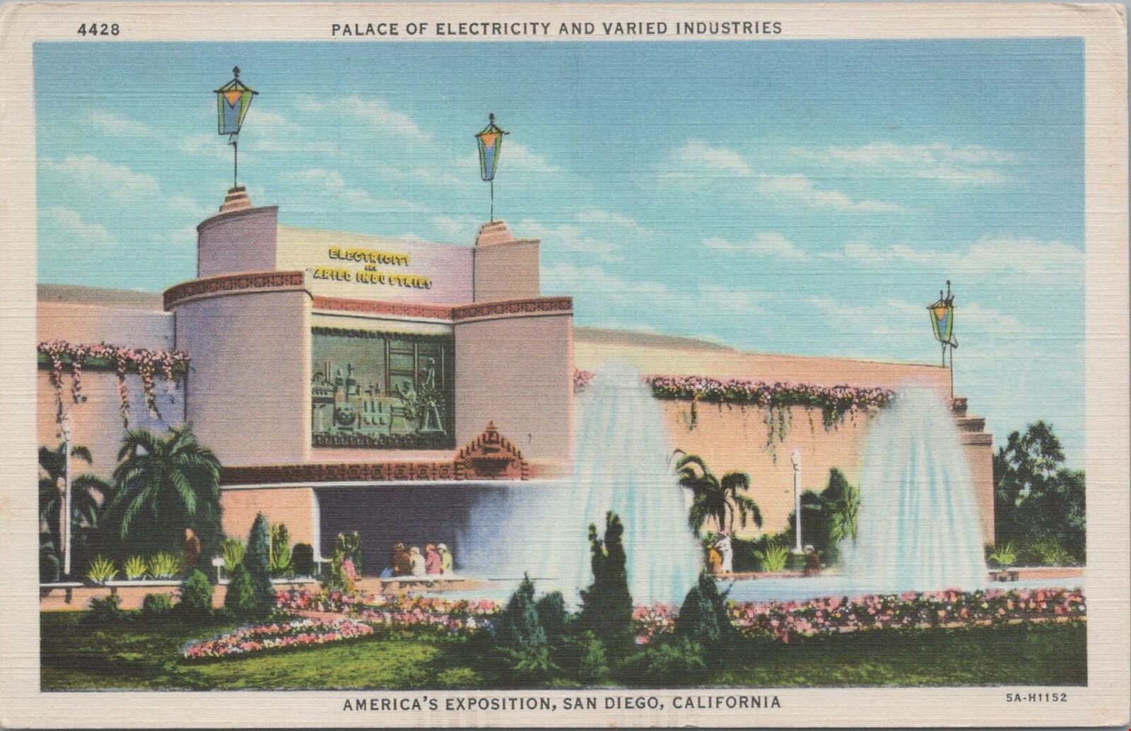 Postcard Palace of Electricity and Varied Industries Expo San Diego CA 
