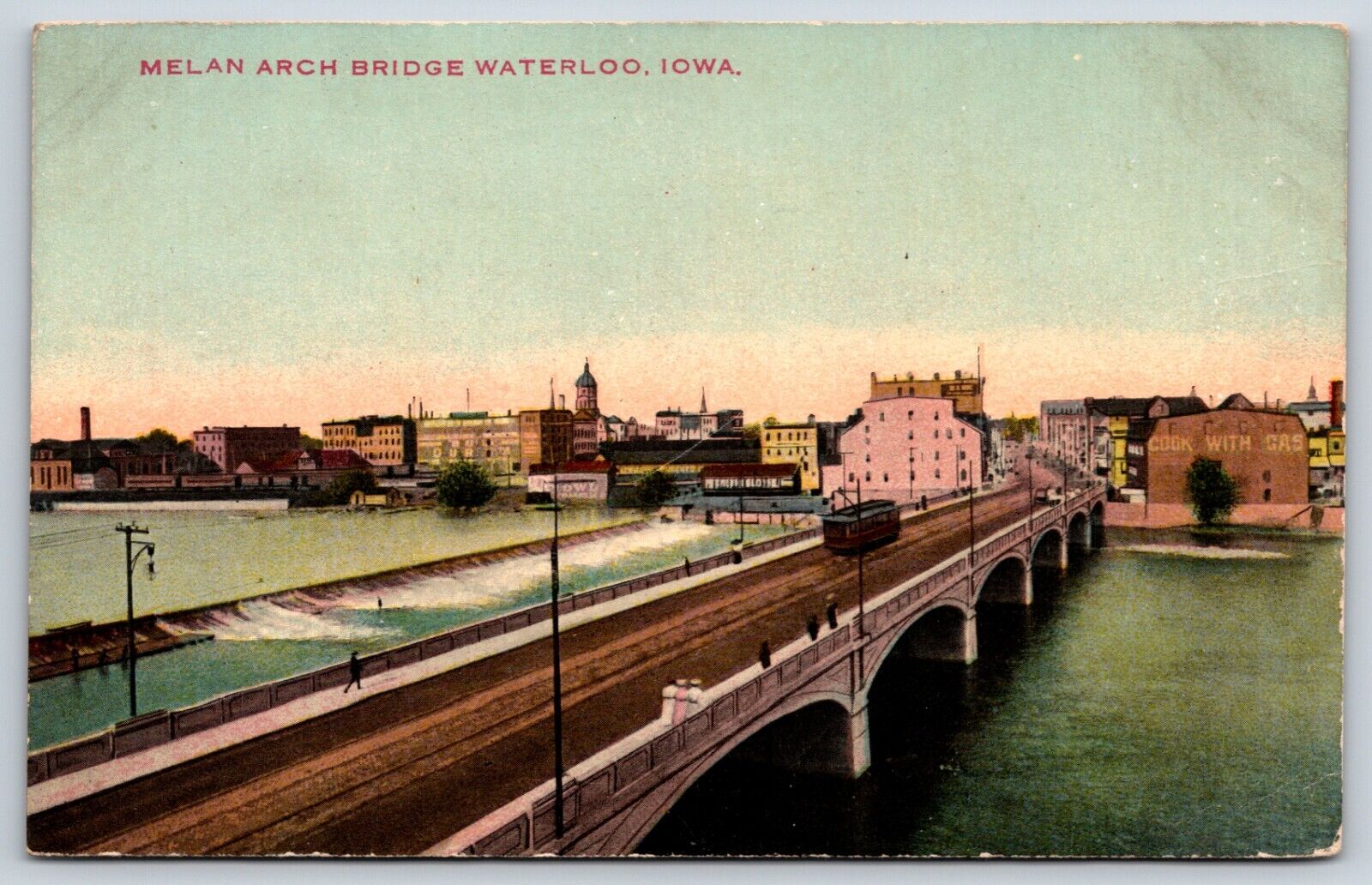 Postcard Melan Arch Bridge Waterloo, Iowa Posted 1913