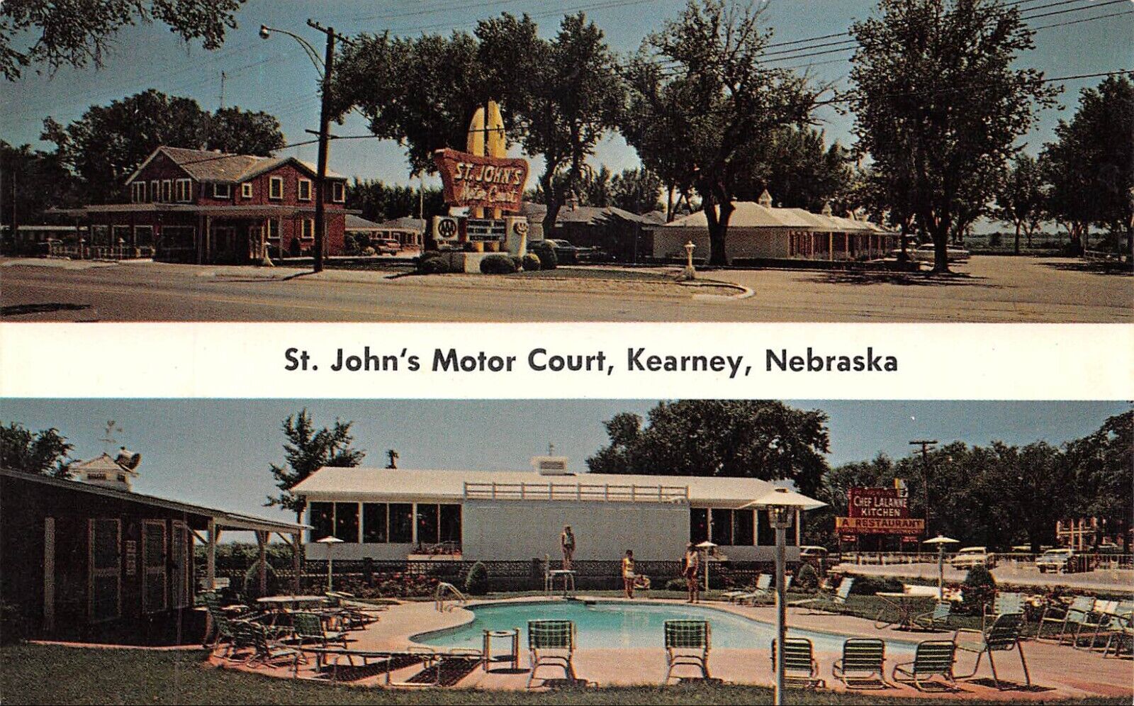 Kearney NE-Nebraska St John\'s Motor Court Swimming Pool Postcard 7497