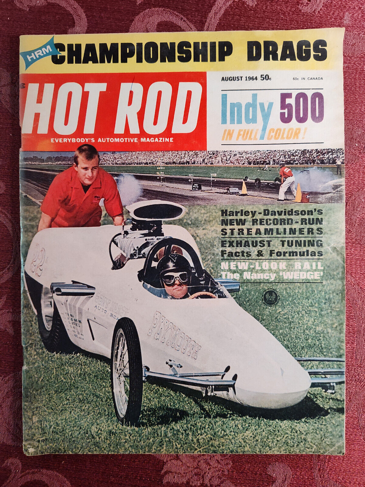Rare HOT ROD Car Magazine August 1964 Championship Dragsters Indy 500