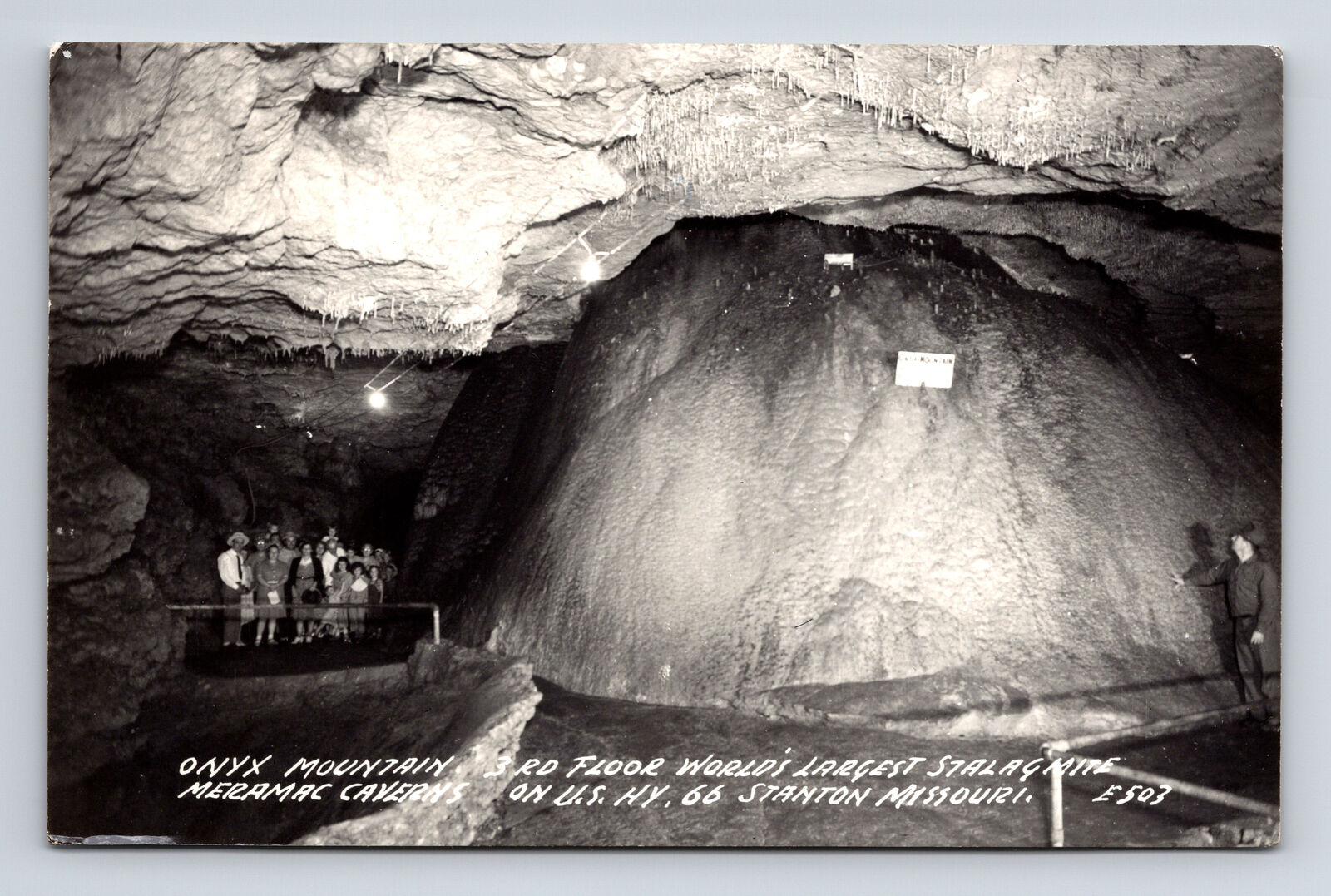 1953 RPPC Onyx Mountain Meramec Caverns US Route 66 Stanton Missouri MO Postcard