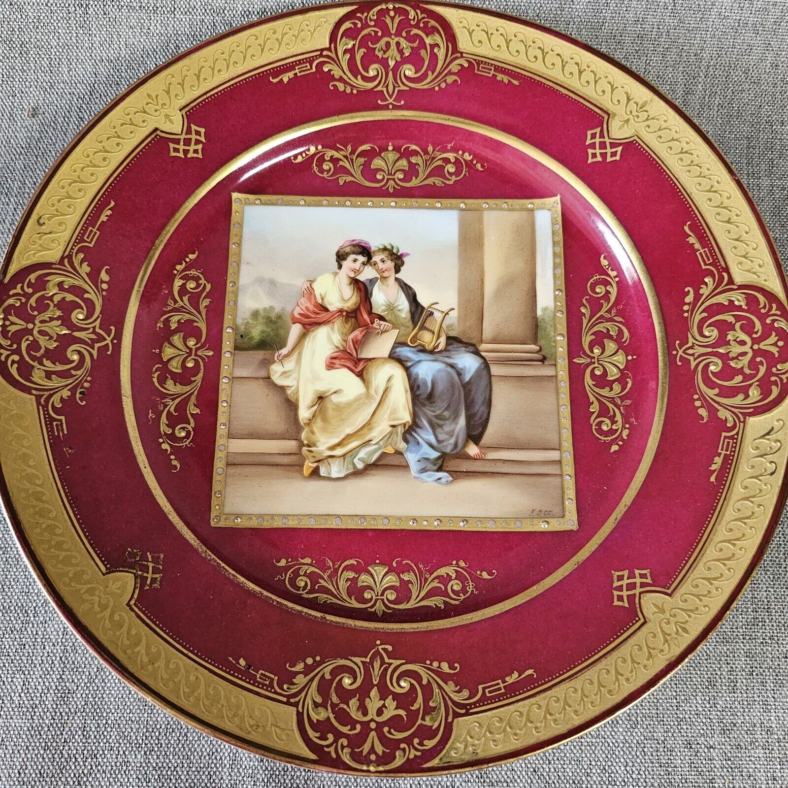 Royal Vienna Plate Antique 19th C Artist Signed F. Ott 
