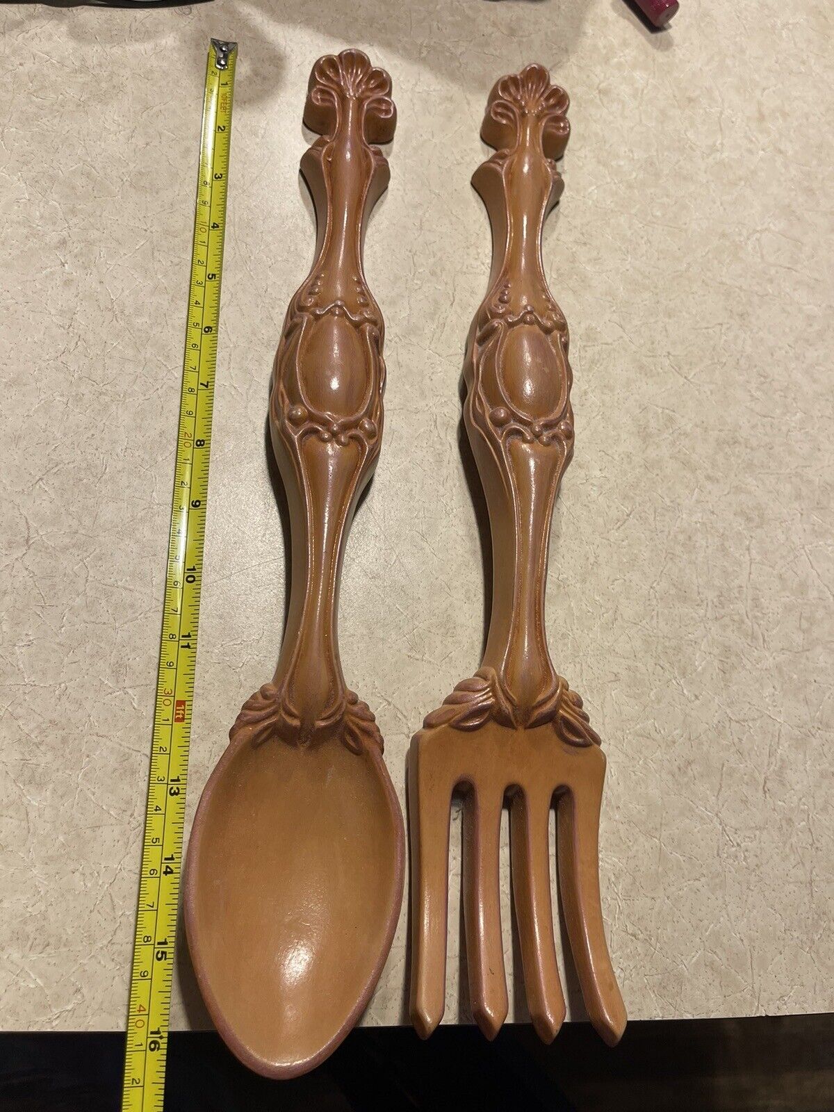 Vintage Arnel's Fork and Spoon Wall Hanging Ceramic 16’ Kitchen Decor