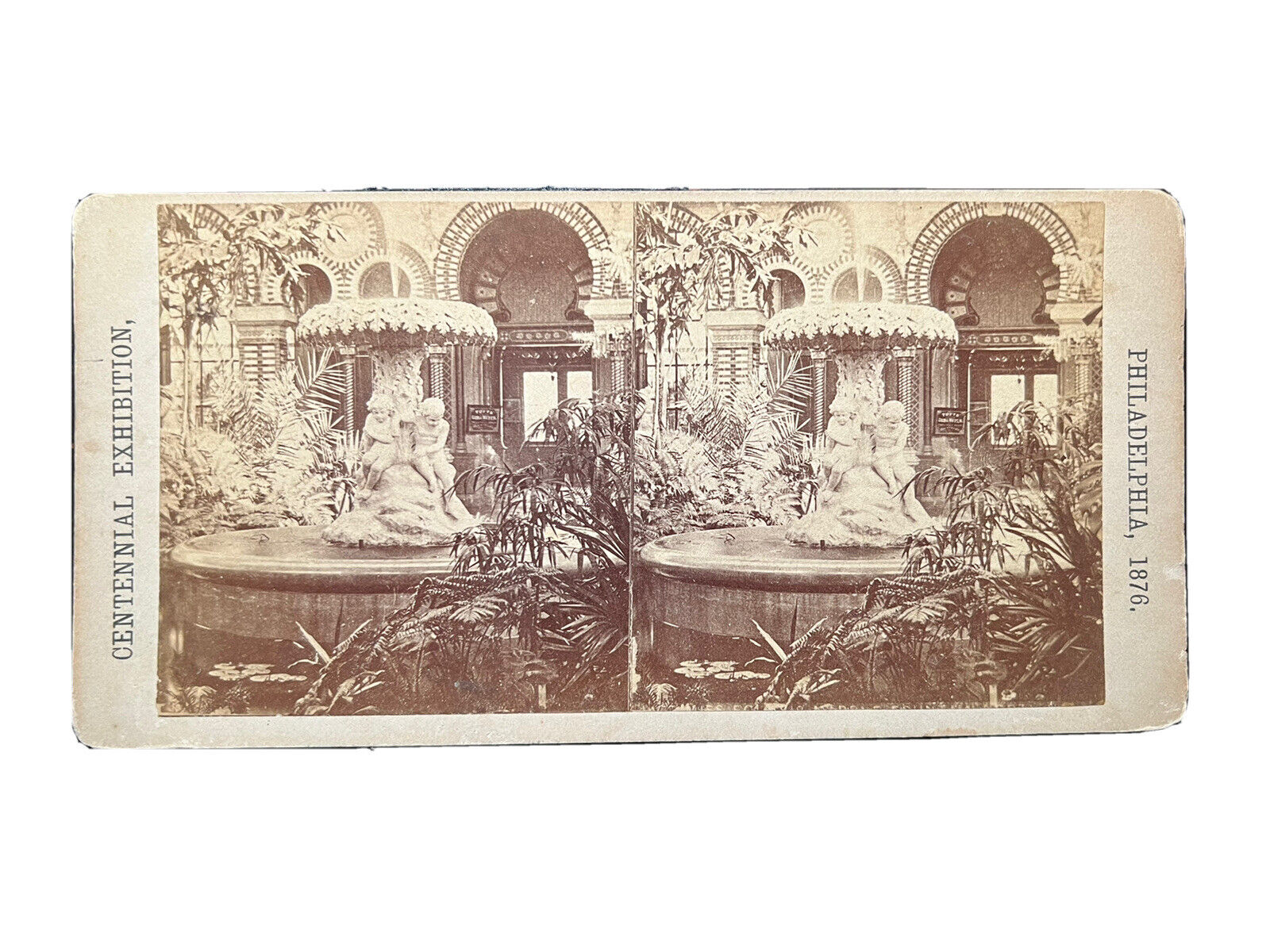 Miss Foley's Marble Fountain, 1876 Philadelphia Centennial Exhibition Stereoview