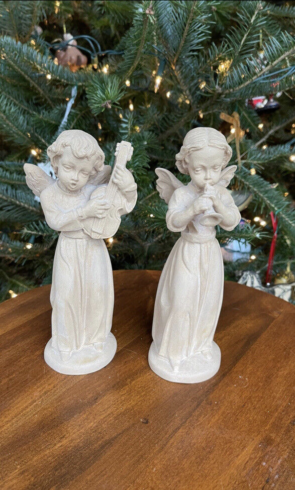 Vintage WFS Carved Wood Angels Playing Musical Instruments