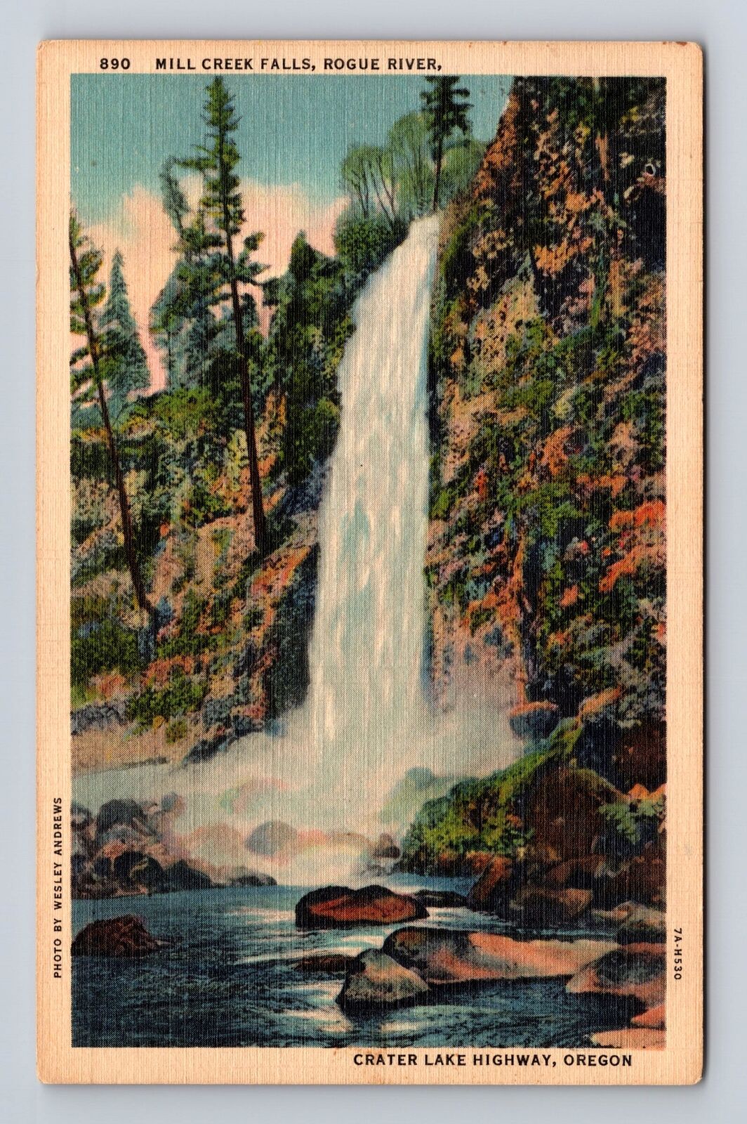 Mill Creek Falls OR-Oregon, Rogue River, Antique, Vintage c1939 Postcard