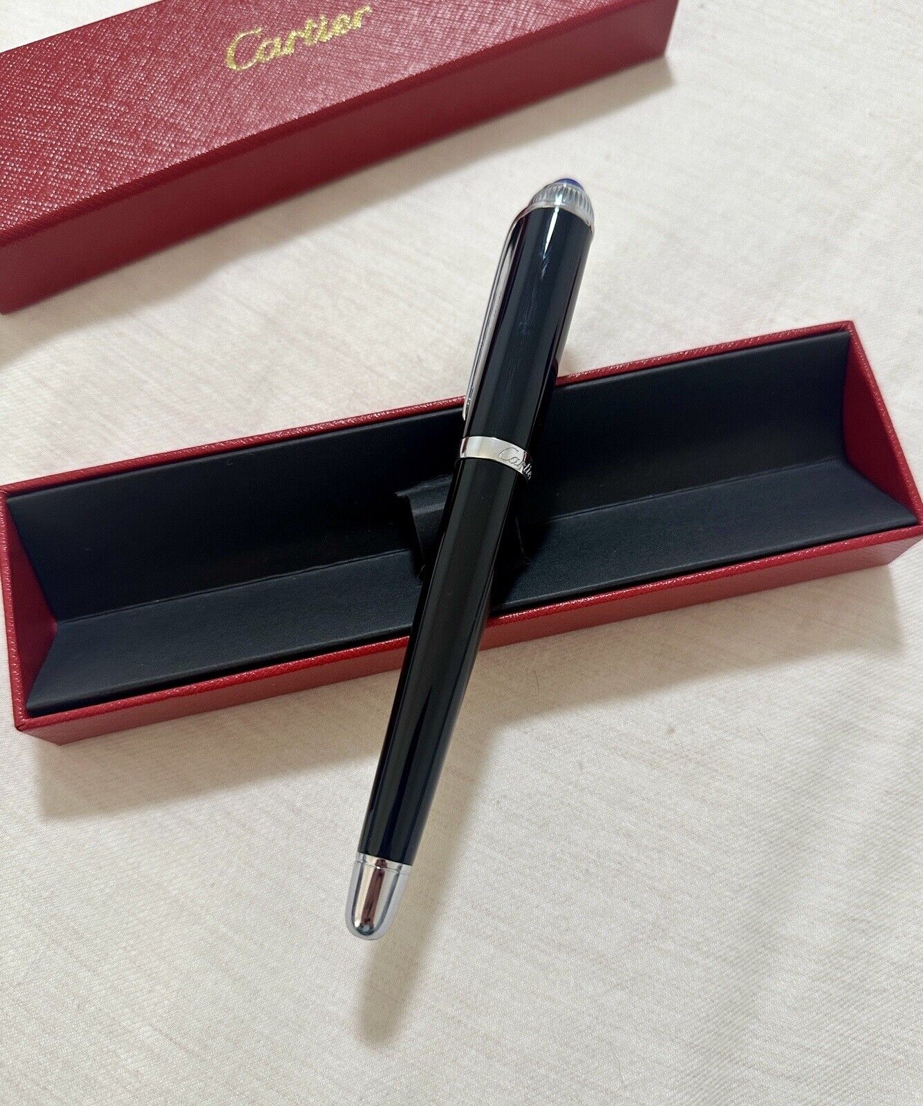Cartier Executive Roller Ball Pen Black Composite AD VIP Gift w/ Service Pouch