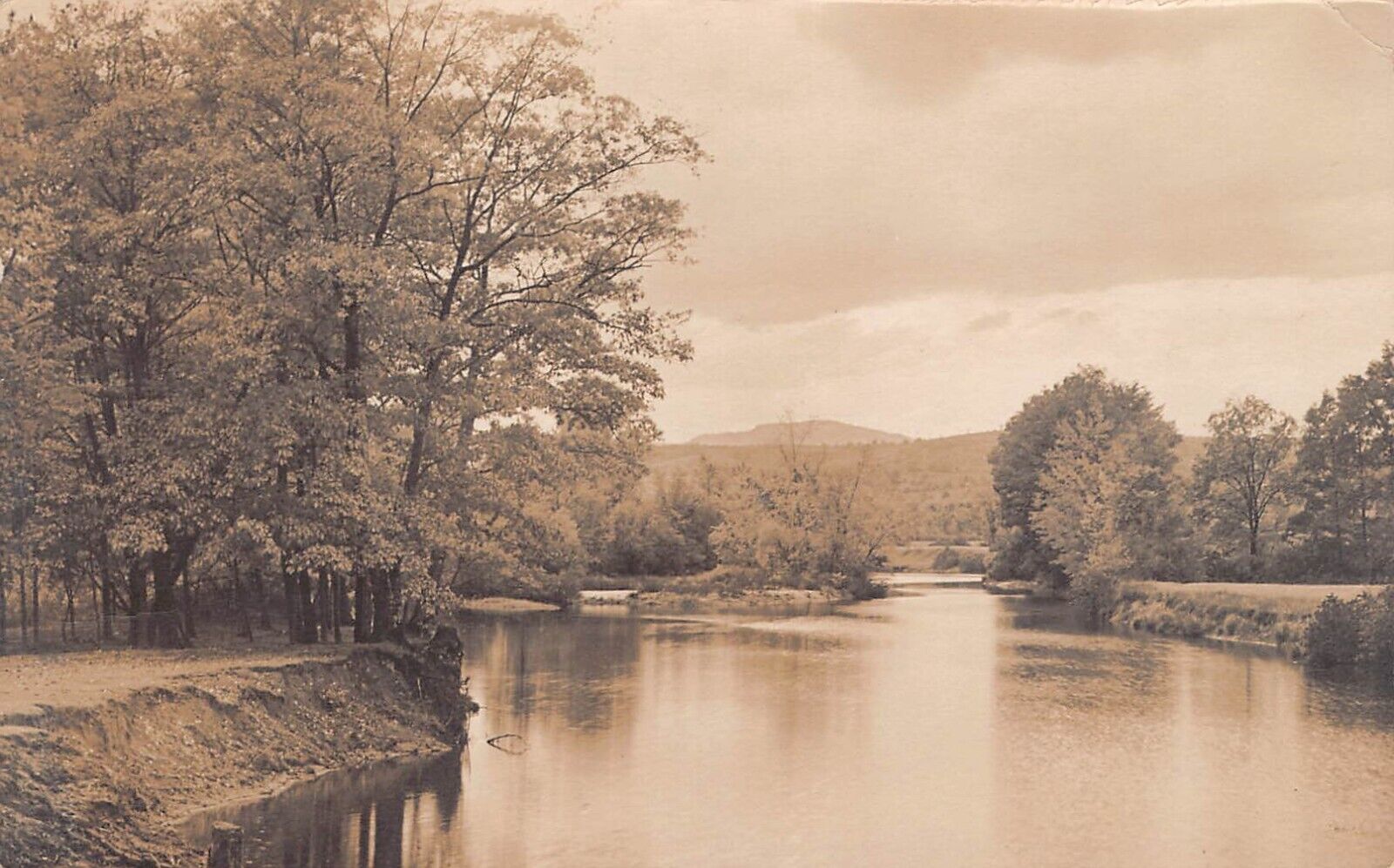 RPPC Milford NH Souhegan River to Camp Marienfeld c1914 Photo Postcard D50