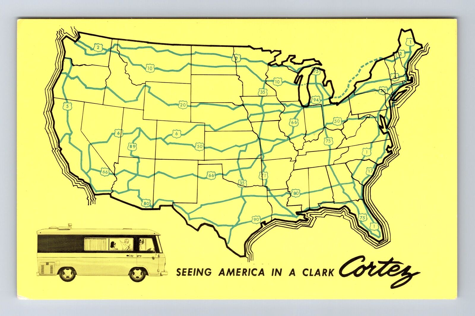 Battle Creek MI-Michigan State Road Map Clark Cortez Motor Home Vintage Postcard