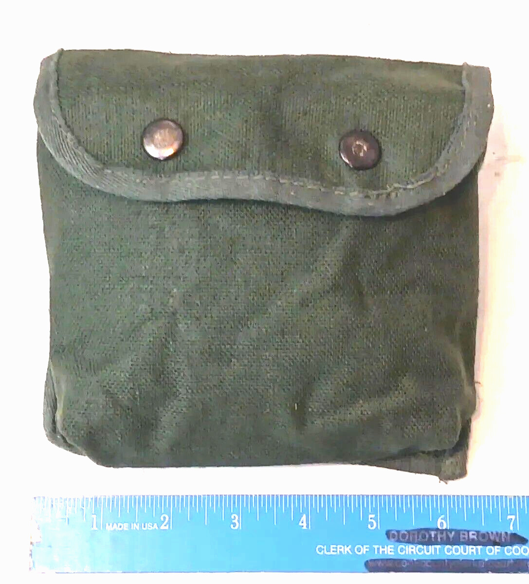 Vintage WW2 Style US Jungle First Aid Pouch Green Canvas with Pistol Belt Attach