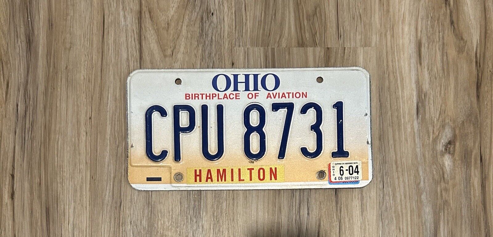 Ohio Birthplace Of Aviation License Plate CPU 8731 2004 Tags Hamilton County