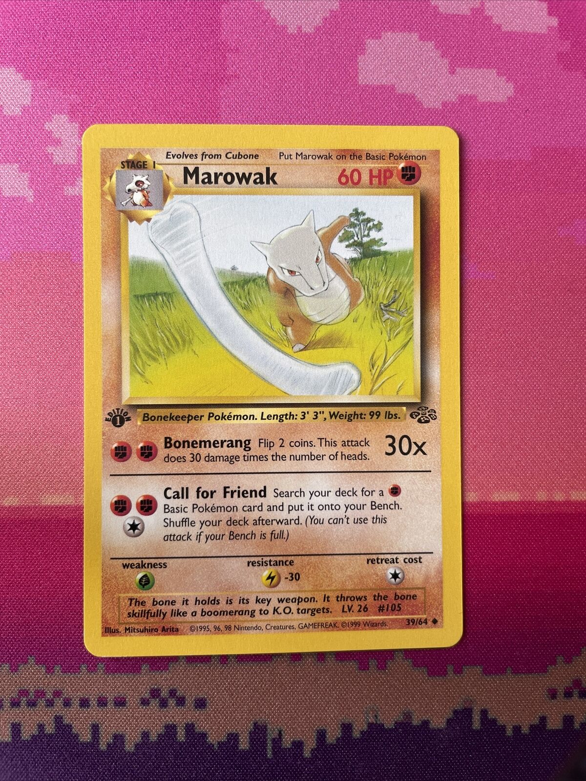 Pokemon Card Marowak 39/64 Jungle 1st Edition Uncommon 39/64 Near Mint Condition