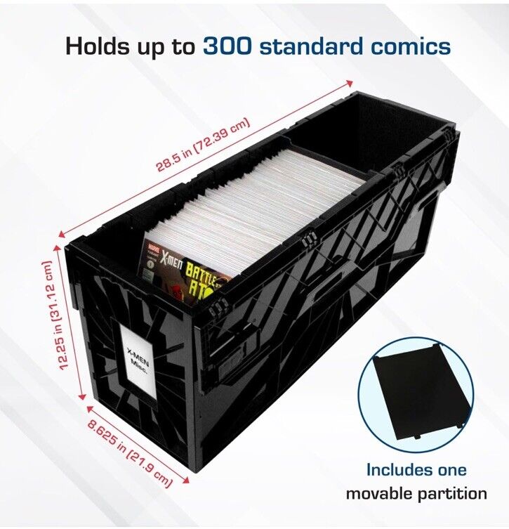 BCW LONG Comic Book Storage Box Bin Heavy Duty Plastic Stackable Hold 300 Bags