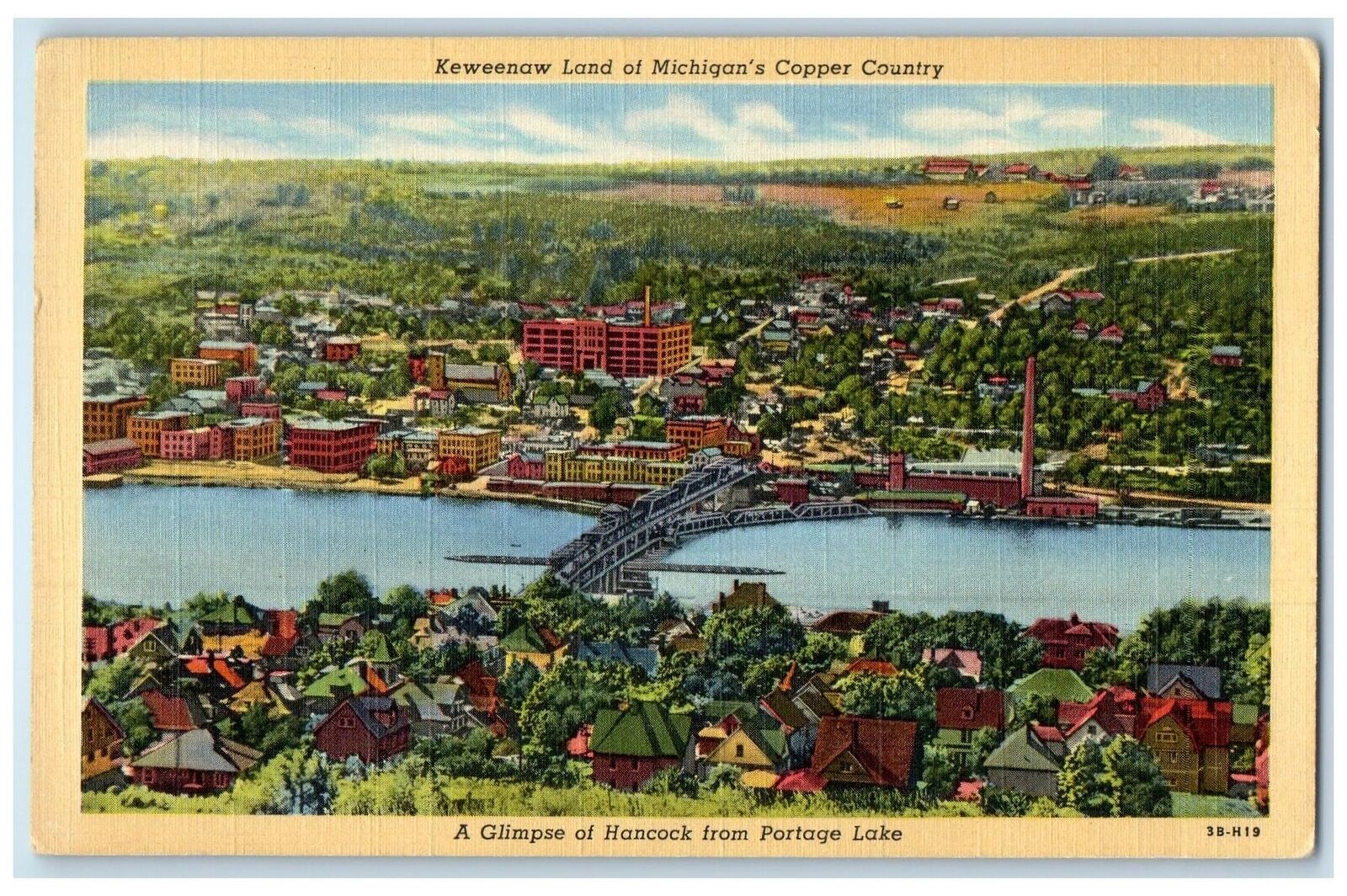 c1940's Keweenaw Land Of Michigan's Copper County Hancock Michigan MI Postcard