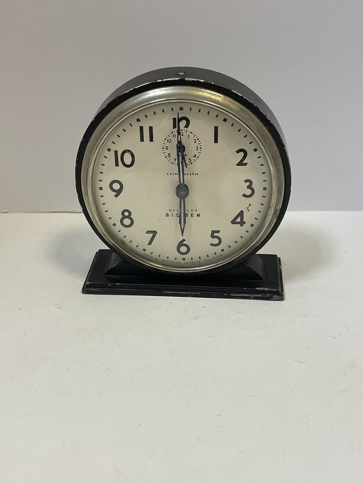 Vintage Westclox Big Ben Chime Alarm Clock Art Deco Mid Century Modern Windup