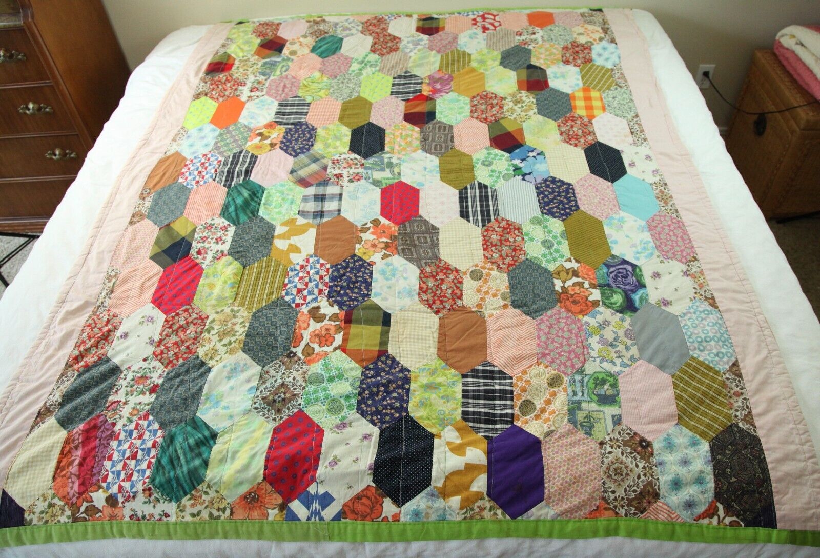FLAWS Vintage homemade patchwork quilt novelty prints 60s 70s Thin Summer 63x82