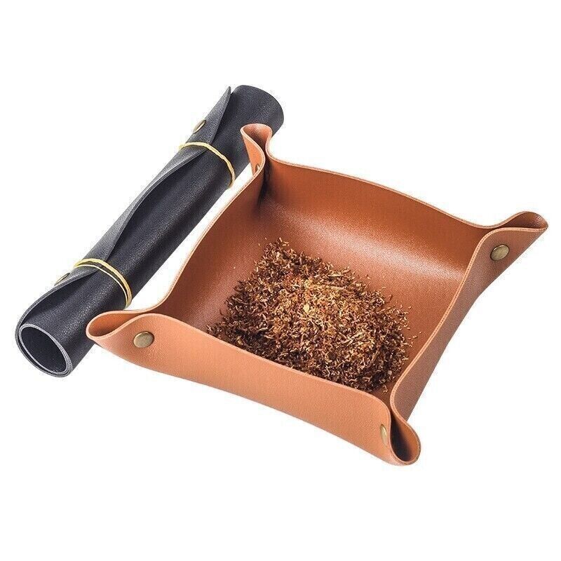 2PCS Leather Tray Leather Cigarette Tobacco Reel Foldable Pipe Accessories Tool