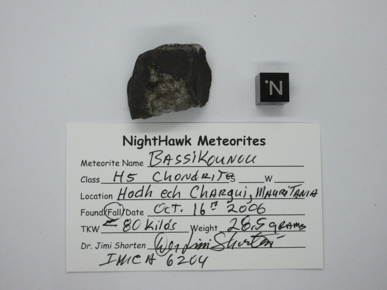 Bassikounou H5, S2, W0, Meteorite, 28.5 grams, part with 35% crust