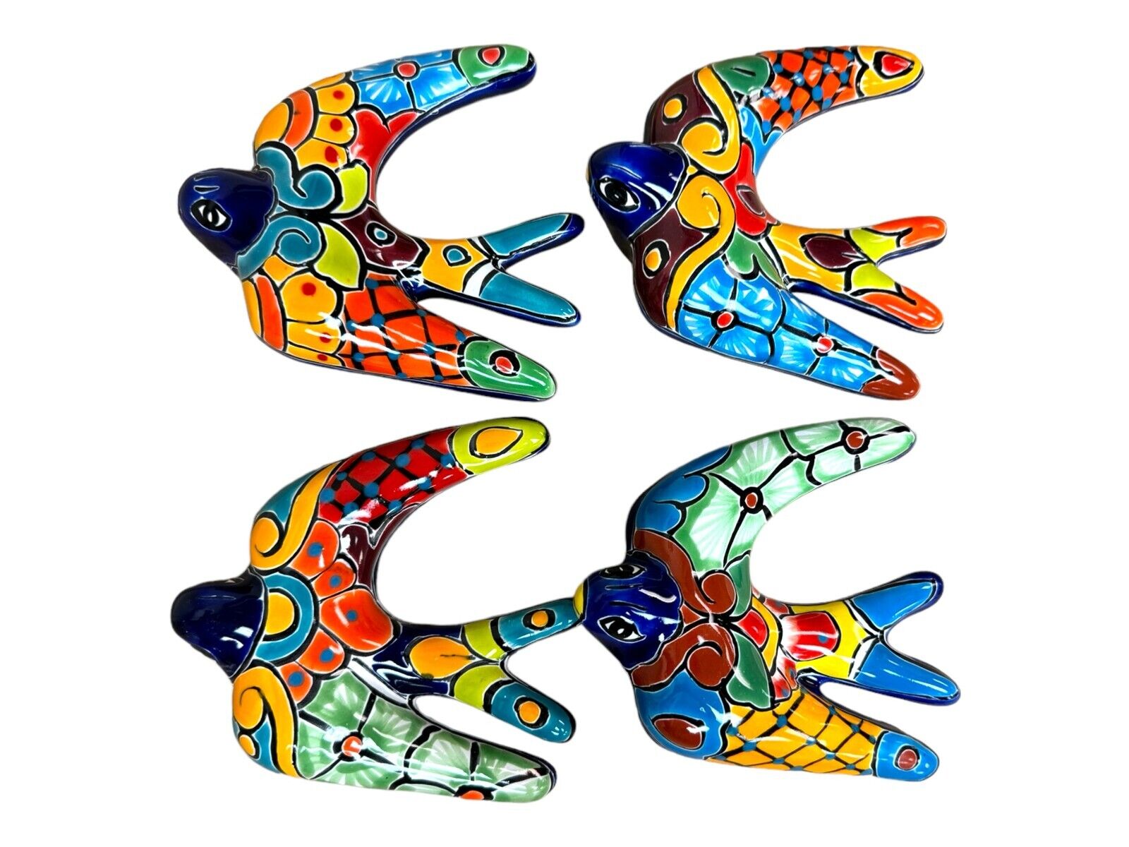 Talavera Swallow Bird 4 Wall Art Mexican Pottery Folk Art Multicolor Handmade