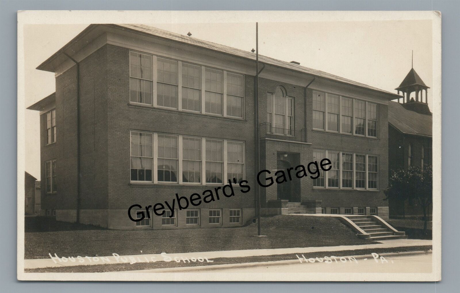 RPPC Public School HOUSTON PA Washington County Vintage Real Photo Postcard