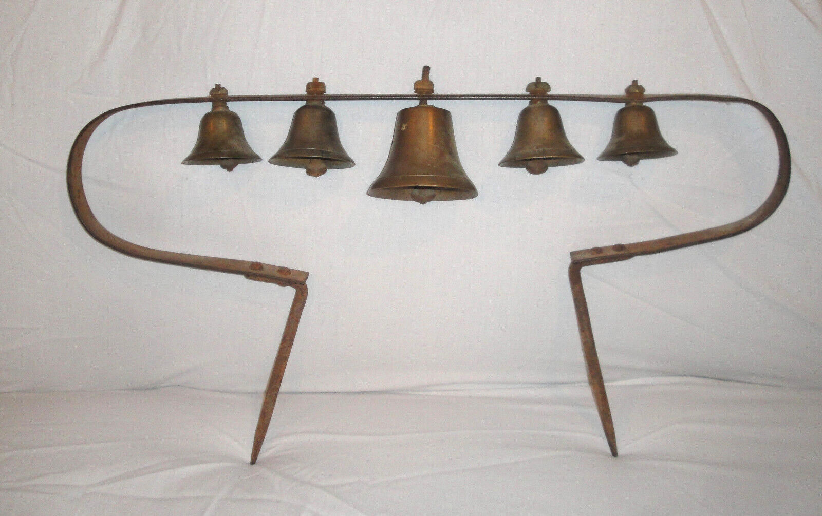 Antique Conestoga Brass Bells,Horse Hame Wagon Carriage,Large Sleigh Bell Rack