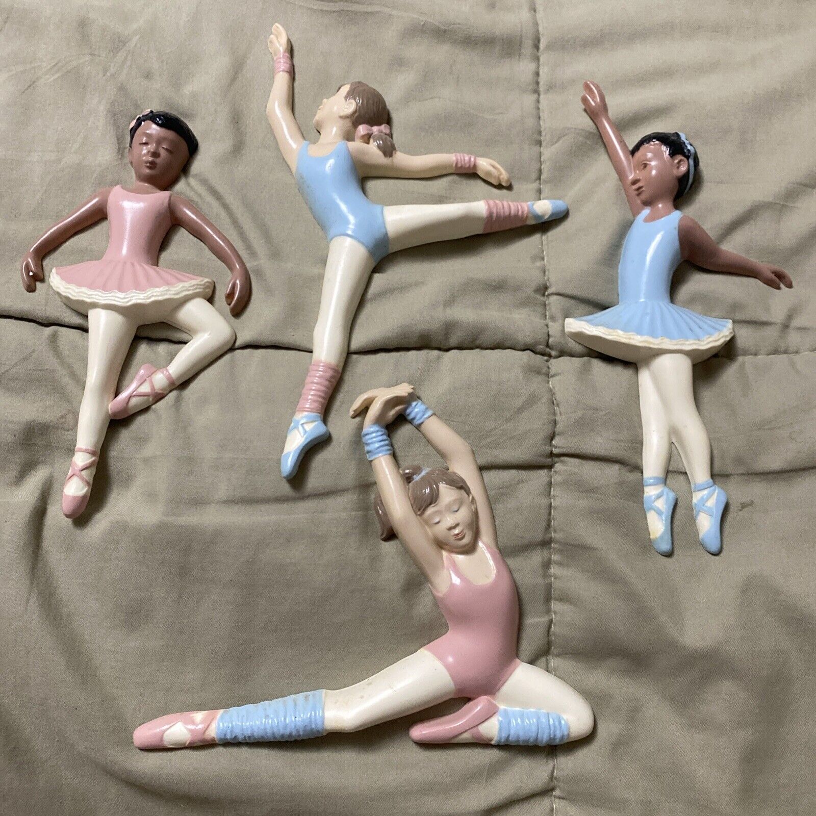Vintage Set Of 4 Burwood Products Dancing Ballerina Girls Wall Plaque Home Decor