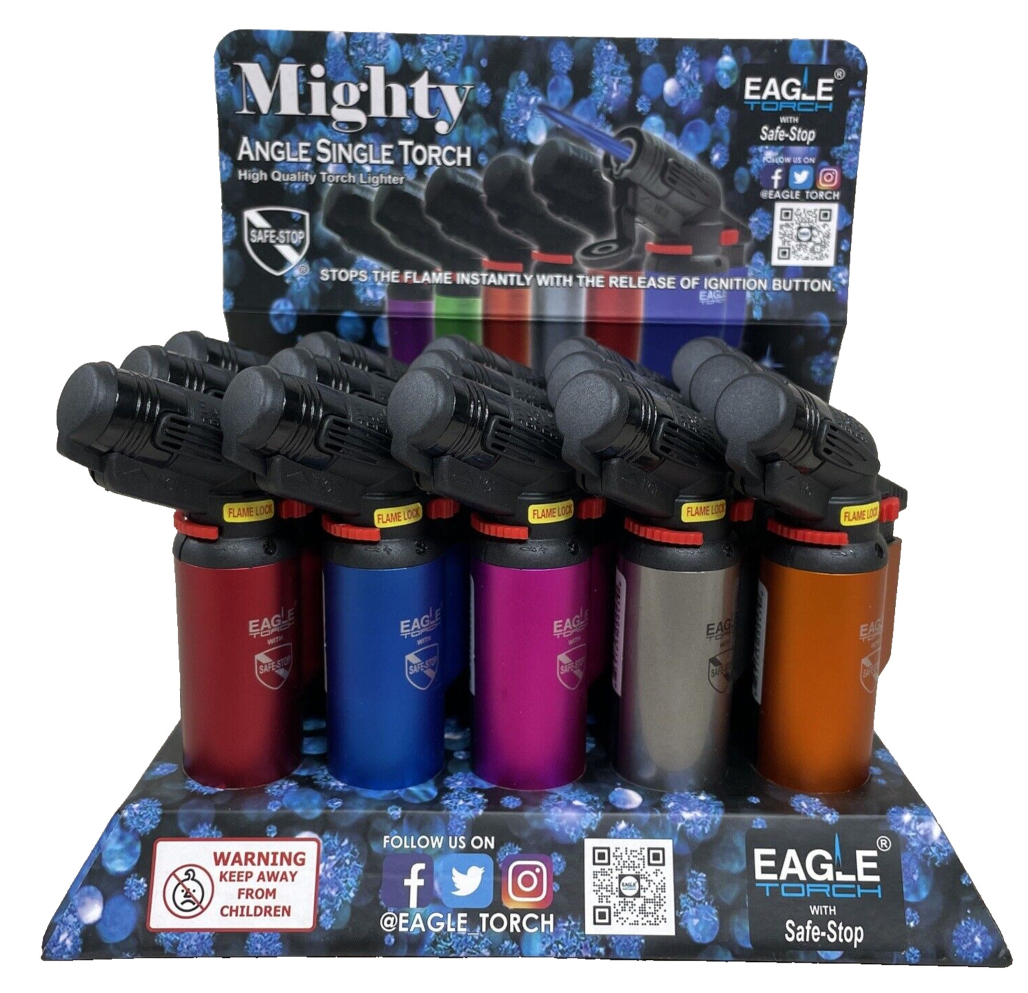 Mighty Angle Single Flame Windproof Eagle Torch Jet Lighters New 15 Pack Lot