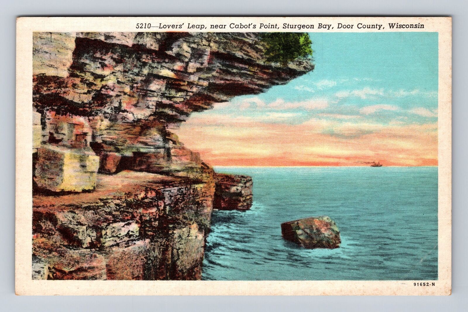Sturgeon Bay WI-Wisconsin, Lovers Leap, Cabot's Point, Antique Vintage Postcard