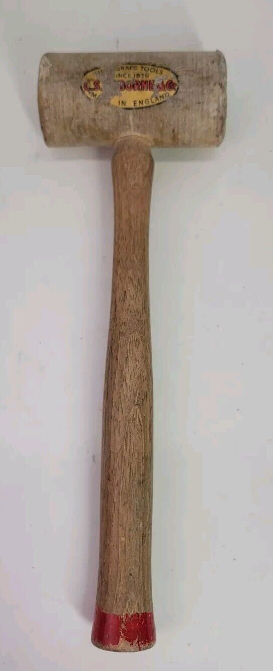 VTG Antique C.S. Osborne & Co Rawhide Wooden Mallet Hammer Tool England Rare
