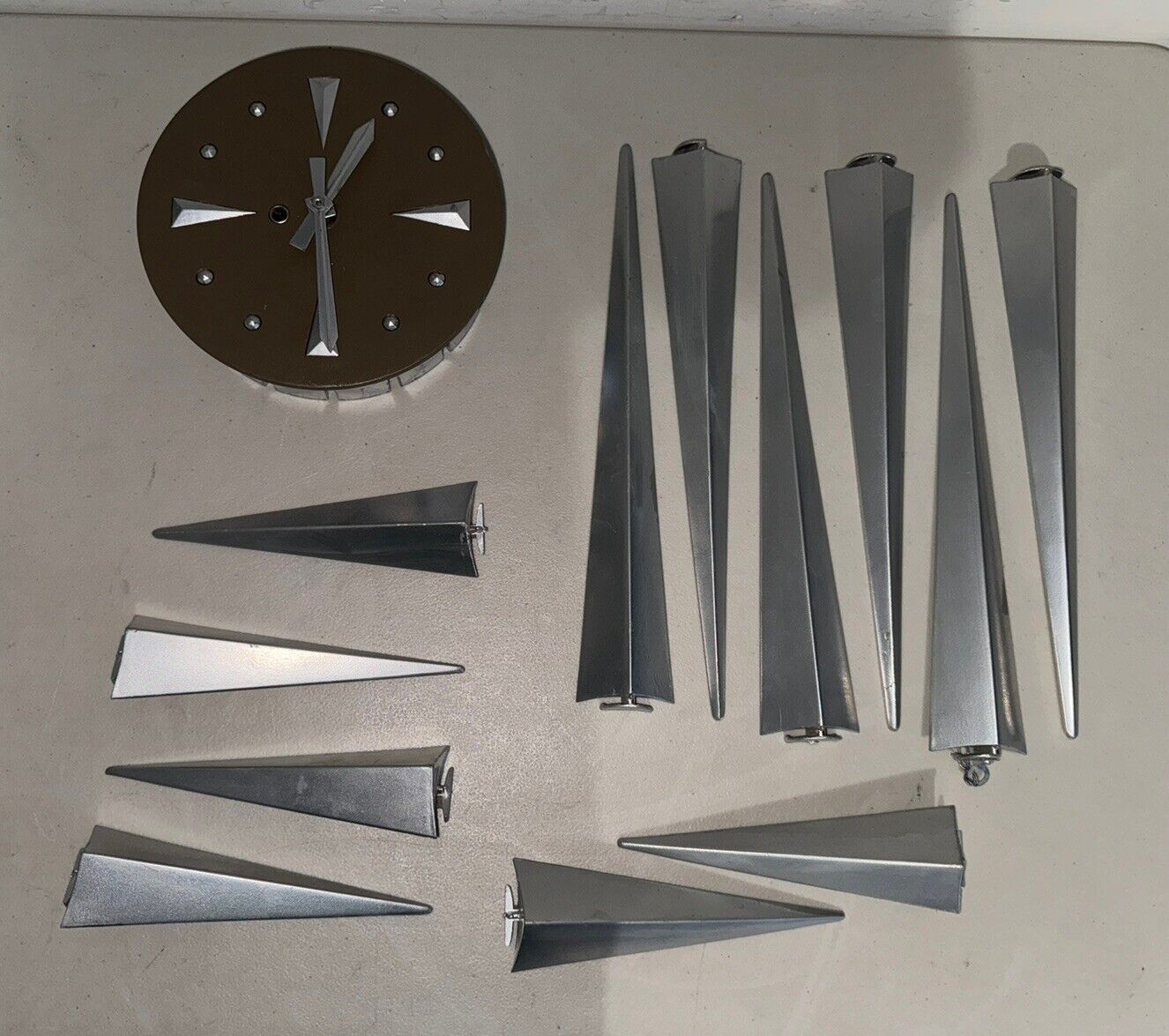 VTG MCM Sunburst Starburst Atomic Era Mechanical Wall Clock Works Welby Style