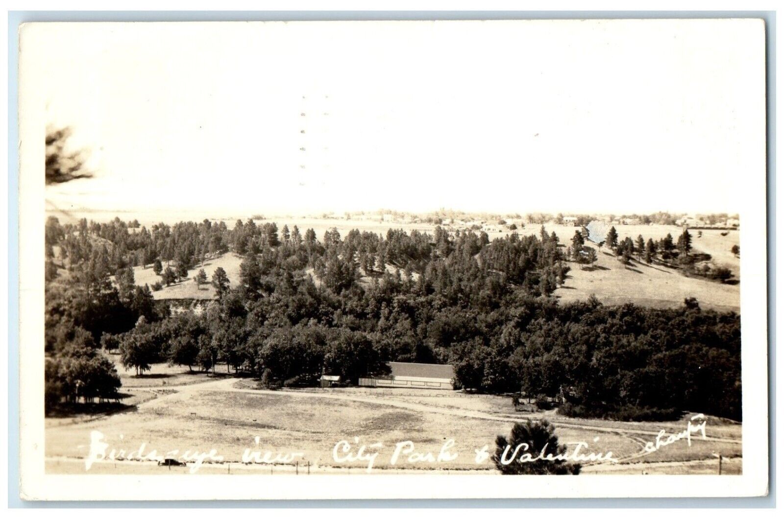 1937 Birds Eye View City Park Valentine Nebraska NE RPPC Photo Vintage Postcard