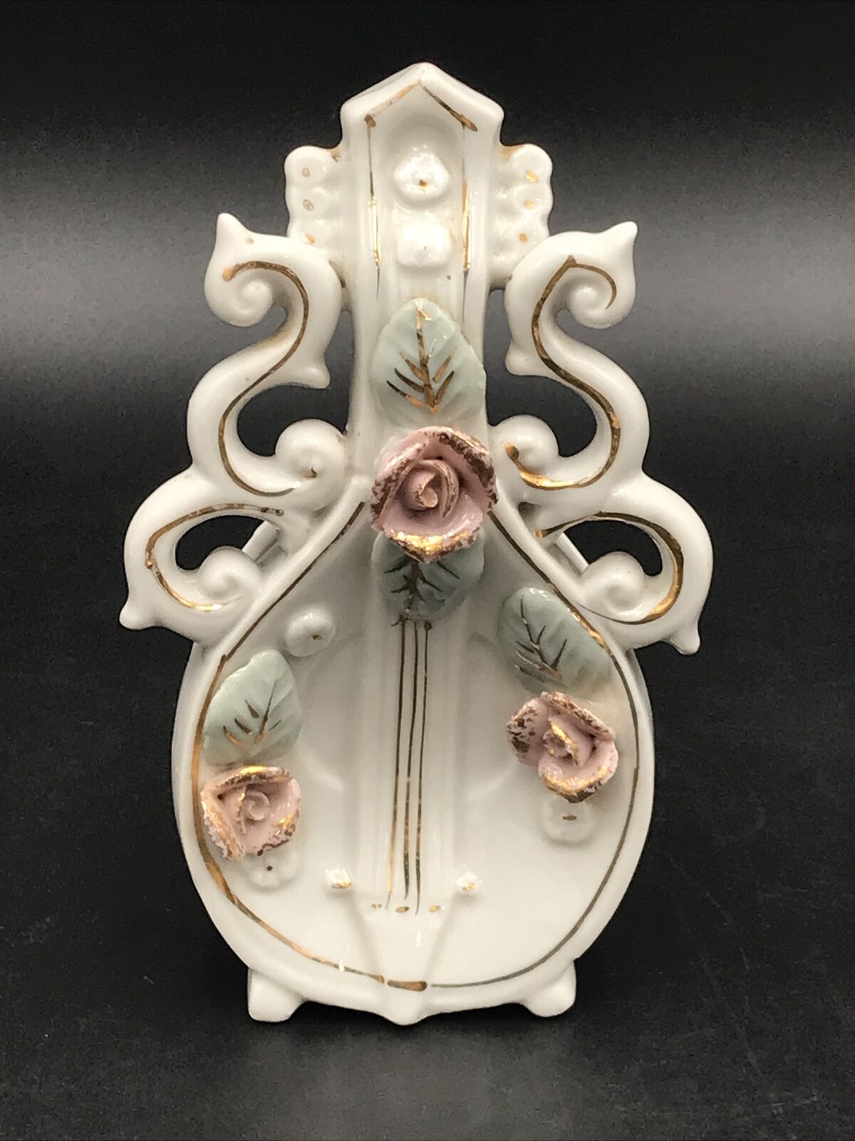 Vintage Thames Bone China Violin with Roses Pocket Vase. 52/186. Rare