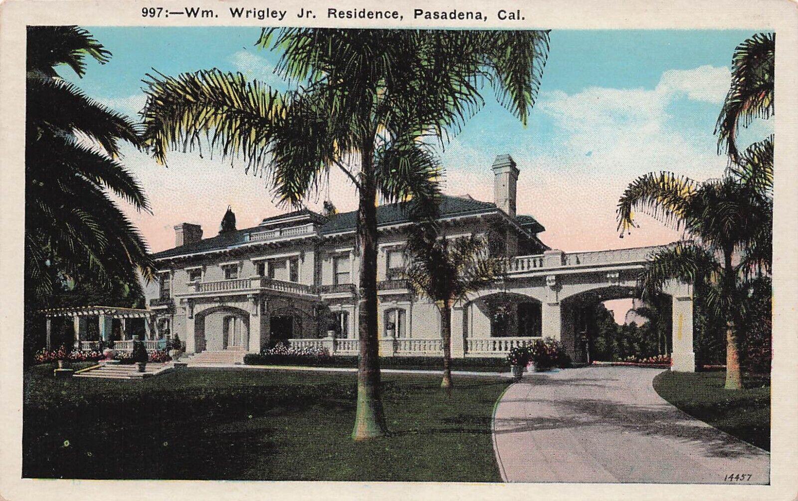 Pasadena CA California Wrigley Mansion Tournament of Roses House Postcard E35